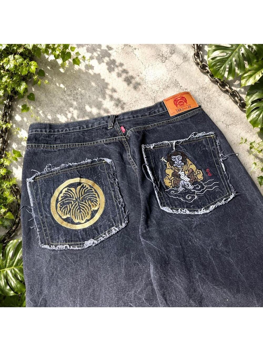 RMC Evisu Style Black Jorts sz US 38 Japan selvedge style Button Fly Denim Wisk